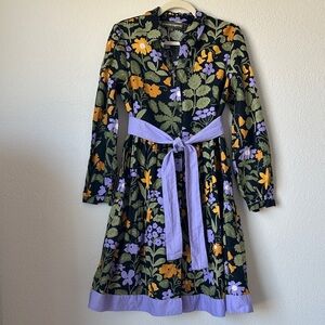 Princess Highway Purple and Green Floral Linen and Cotton Dress